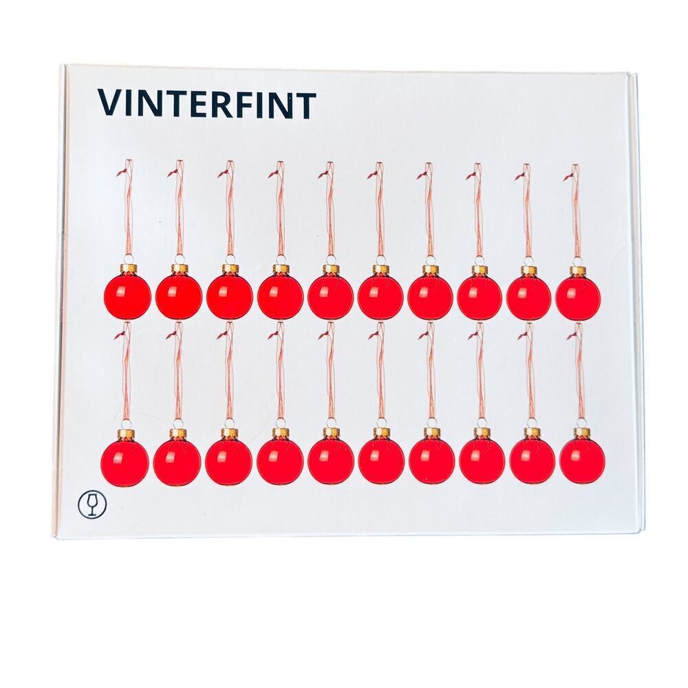 IKEA VINTERFINT 20 Red Bauble Ornaments 1 1/2"